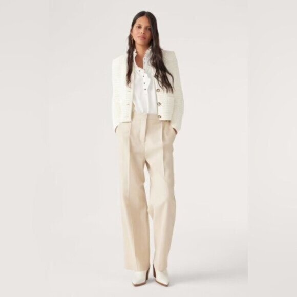 NEW Ba&sh Bash Gaspard Tweed Cardigan Jacket in Ecru Cream White | size XS / 0 - Picture 2 of 13